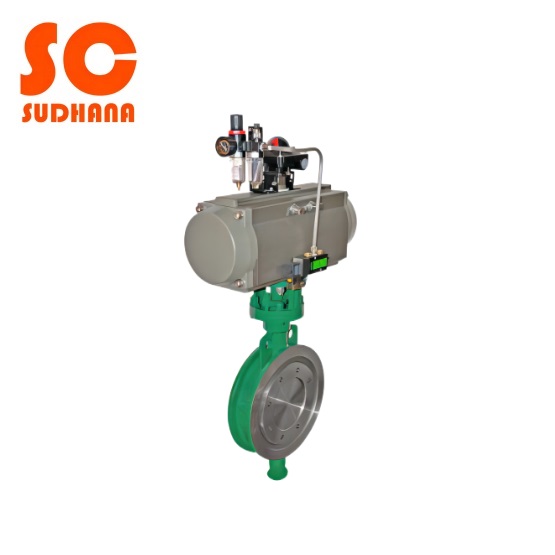 Pneumatic Clamp-on three-eccentric two-way sealed butterfly valve