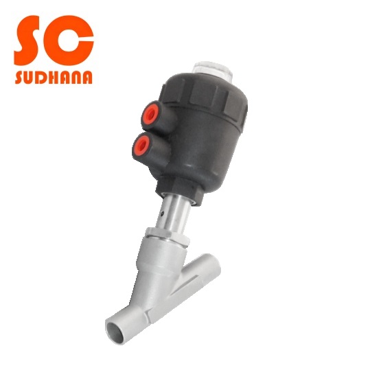 Pneumatic angle seat valve - welded type