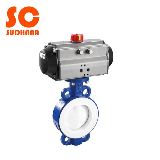 Pneumatic butterfly valve - fluorine-lined seal